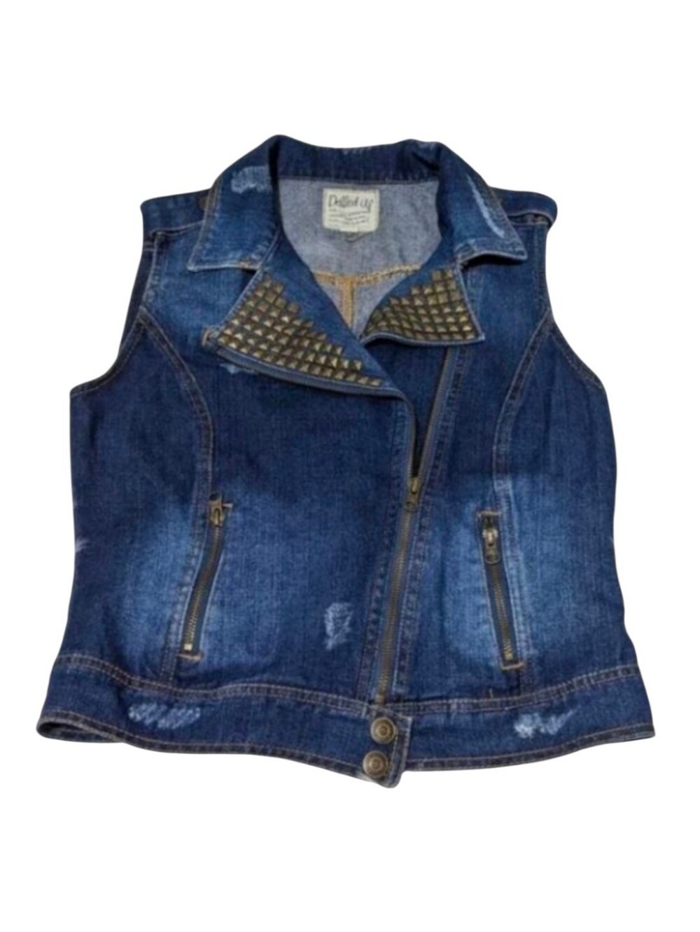Girls Dolled Up Studded Jean Vest Jacket